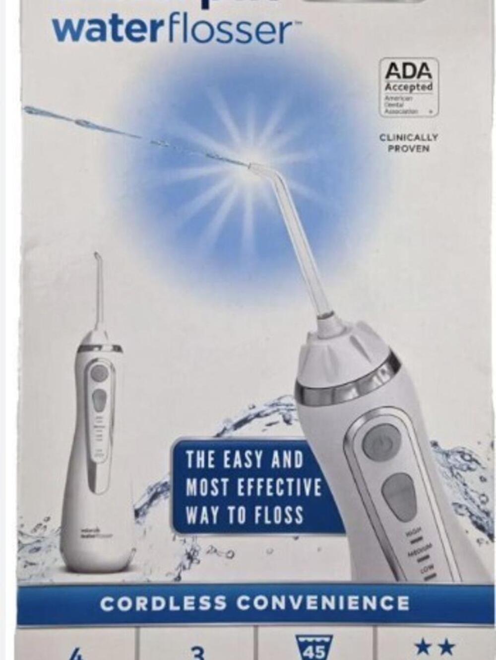 Open Box- Waterpik Cordless Advanced 2.0 Water Flosser 4 tips white (no charger)